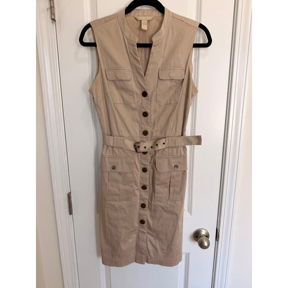 Banana Republic Safari Utility Midi Dress Belted Khaki Size 4